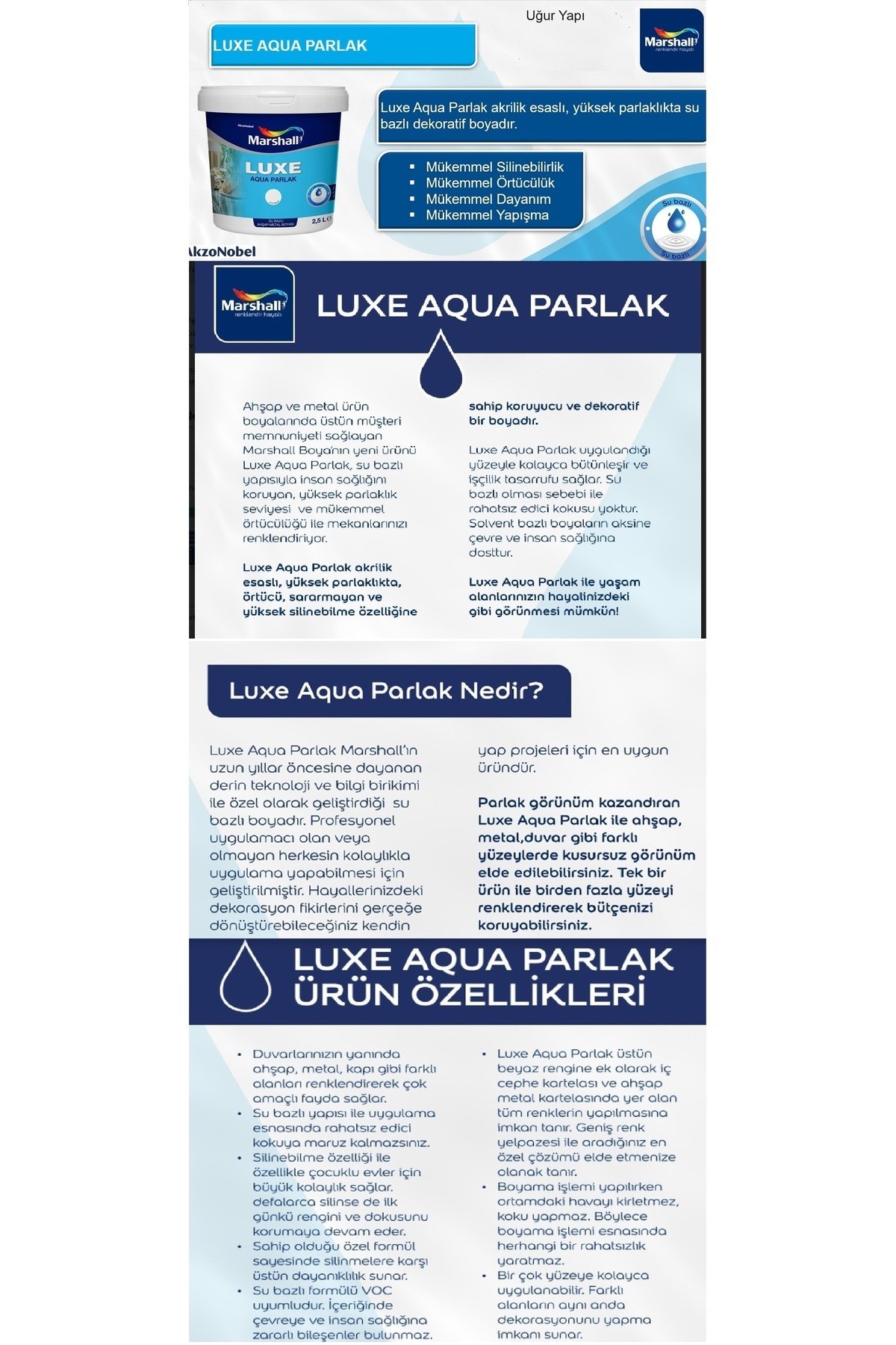 Aqua Luxe Su Bazlı Parlak Akrilik Esaslı Dekoratif Boya Renk: Mermer Tozu