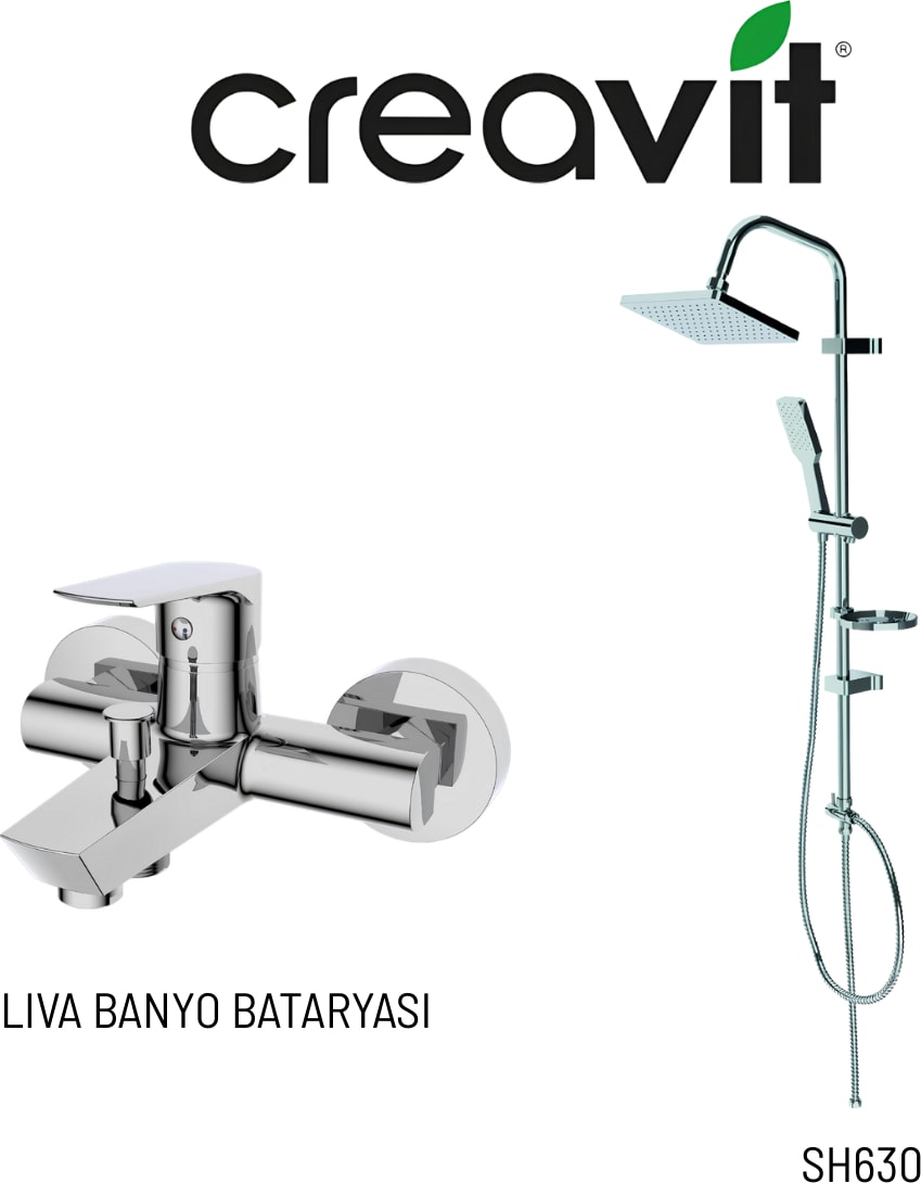 SH630 Tepe Duş Sistemi ve Liva Banyo Bataryası LV2500