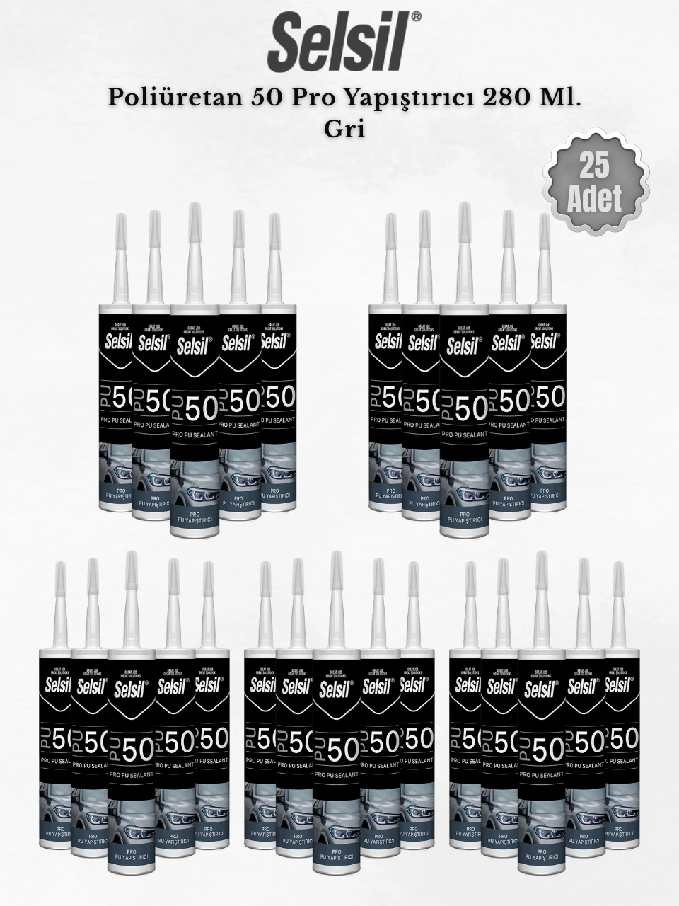 Poliüretan Mastik Gri 280 Ml. - 25 Adet