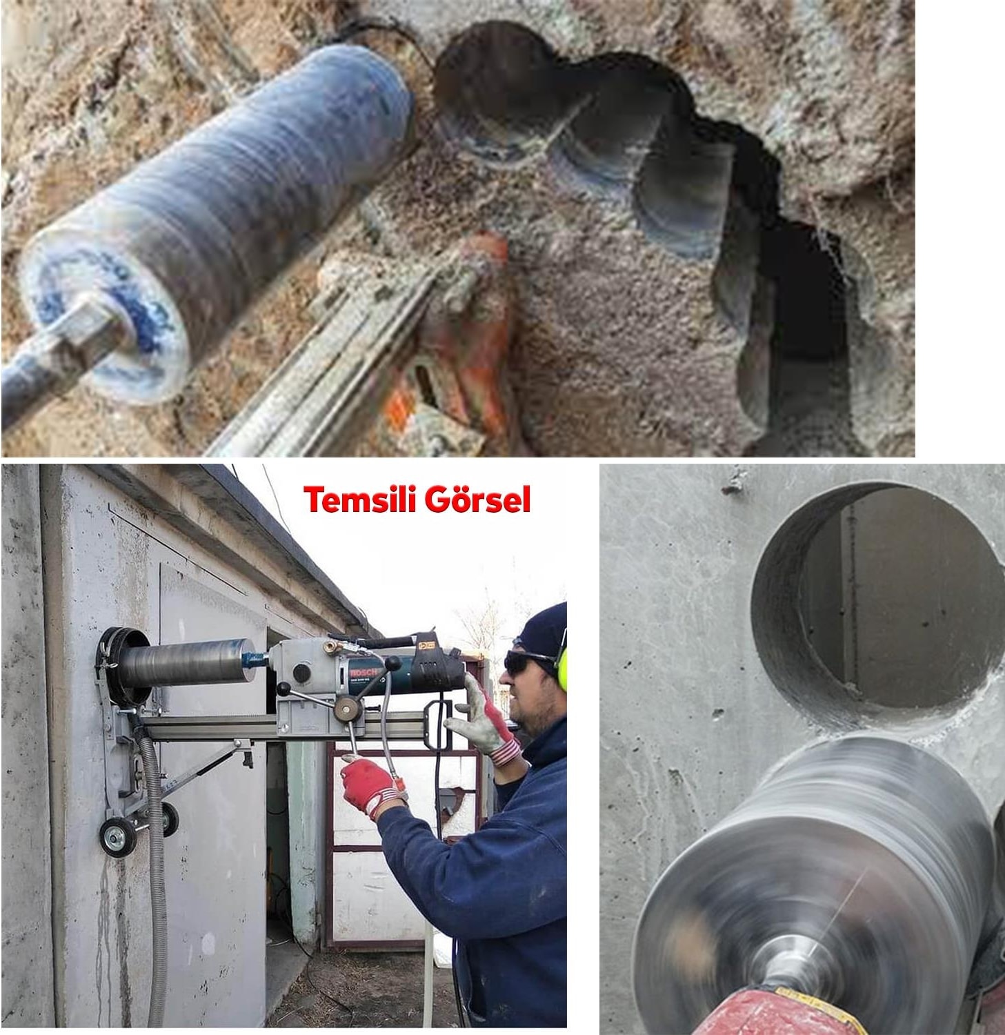 Elmas Karot Ucu 51 mm Shun Beton Zemin Duvar Delme Delik Açma Panç Aparat Uç Deprem Numune Al Test
