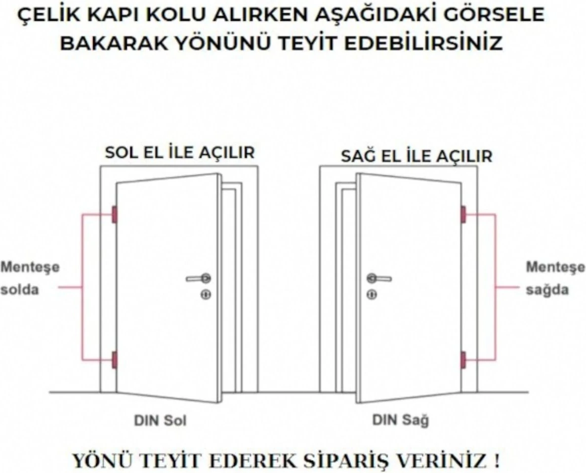 Osmanlı Lux Nikel Saten Çelik Kapı Yale Kapı Kolu Sol Basar Tek Yön