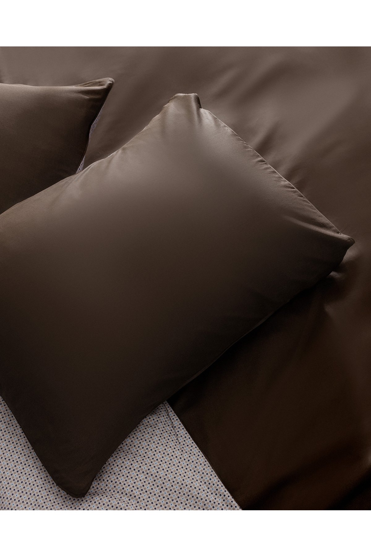 Avent King Size %100 Pamuk Baskılı Saten Nevresim Takımı - Kahverengi