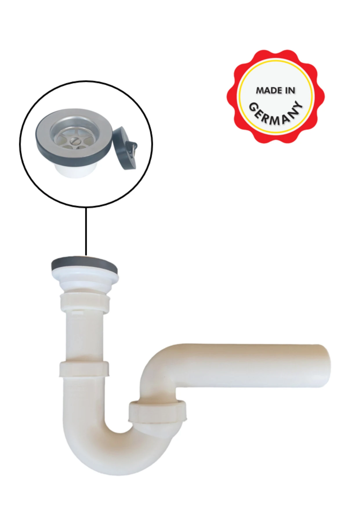 Koku önleyici lavabo sifonu evye Sifonu 100/0 delikli süzgeçli, kokusuz mafsallı 50'lik çıkış borulu