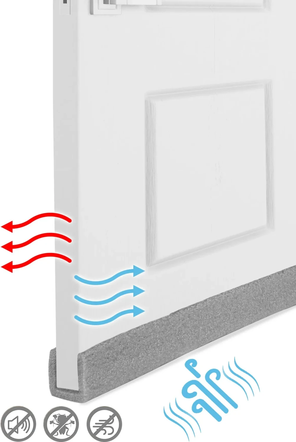 5 Adet Gri Kapı Altı Rüzgar Önleyici Isı Yalıtım Süngeri Rüzgar Önleyici