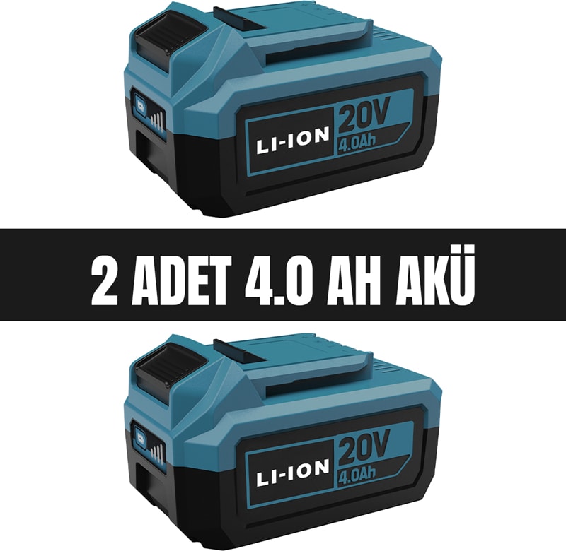 CAT POWER 4235 Akülü Vidalama, Kırıcı-Delici, Taşlama Kömürsüz 20 V + (2 Adet 4.0 Ah Akü ve Hızlı Şarj Cihazı)