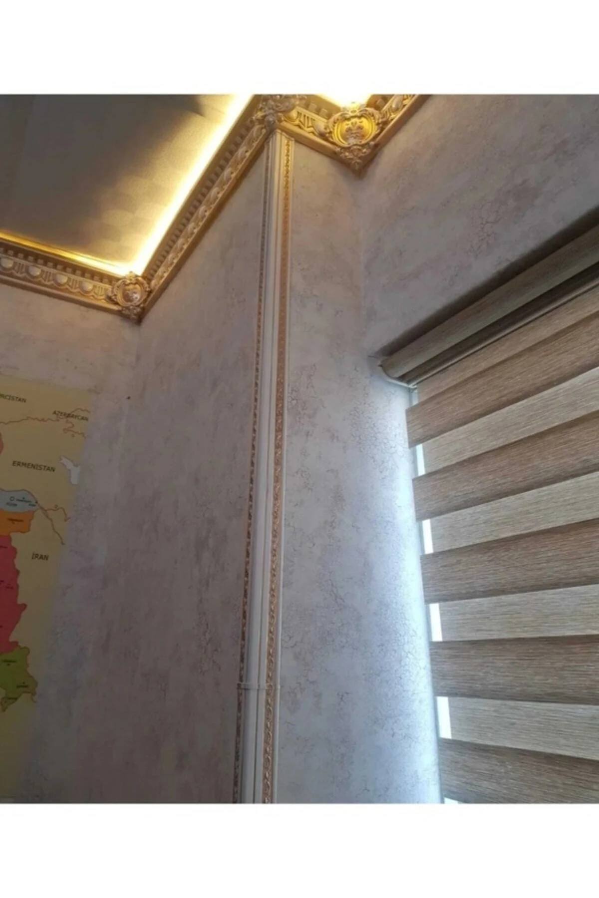 Dekoratif Poliüretan Duvar- Tavan  Köşe Profili Çıtası Bronz Renk (EN:4X4 CM-BOY:100 CM)- Duvar Süsü