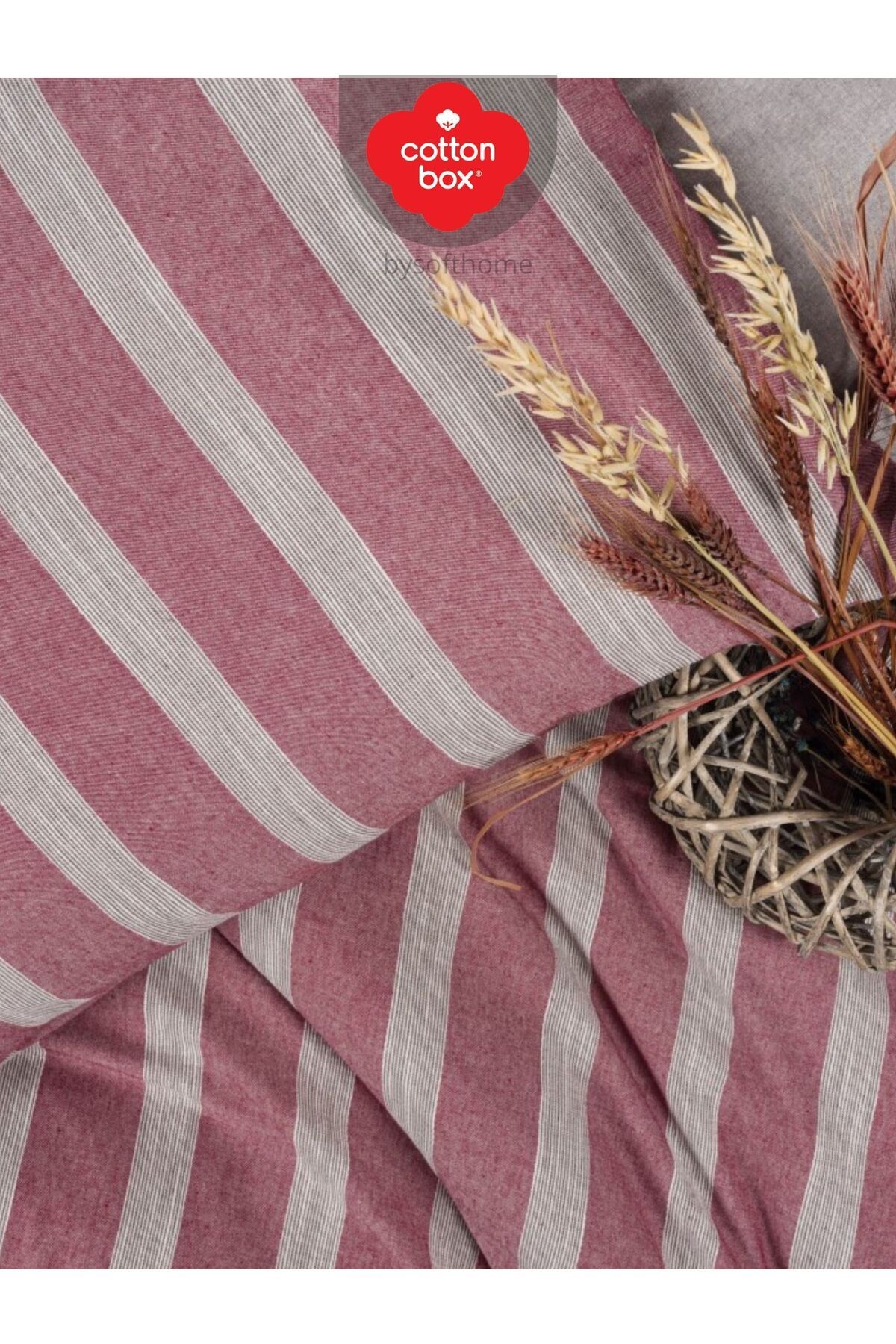 RIBBED BANDE BORDO Çift Kişilik Nevresim Takımı