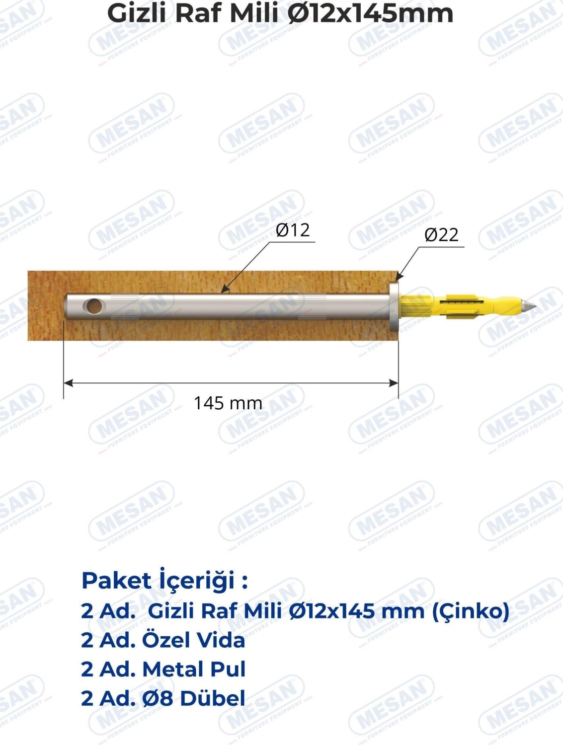 Gizli Raf Taşıyıcı 12X145MM Ahşap (0029)
