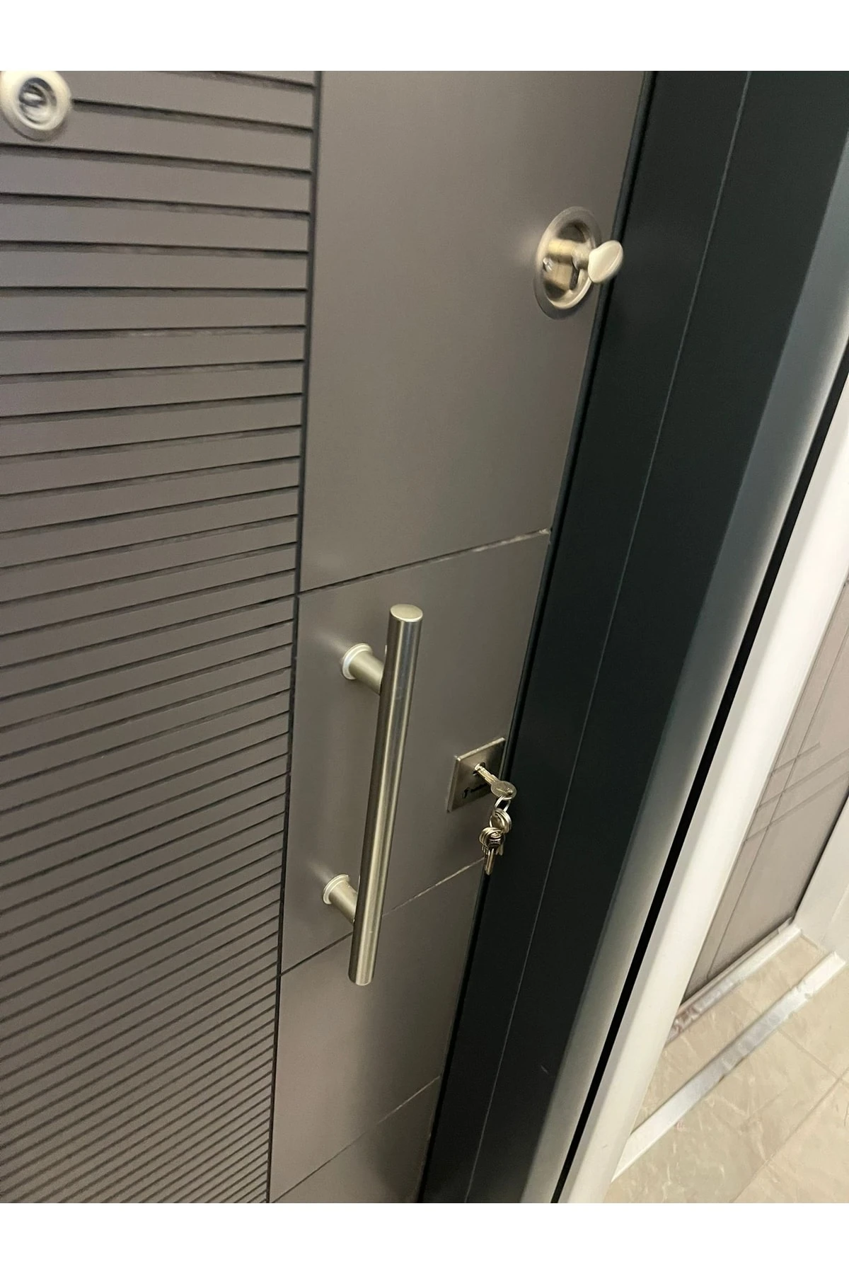 Çelik Kapı, Tırnaklı Çelik Kapı, Daire Kapısı, Çelik Kapı, Ahşap Desenli Kapı Sağ Açılım