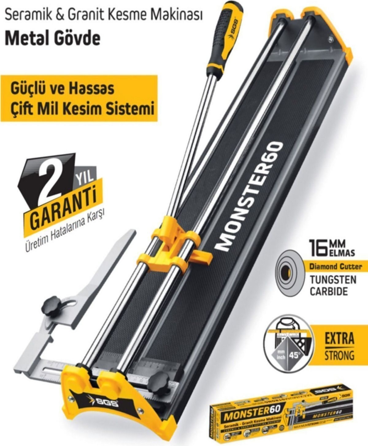 Monster 60 Profesyonel Fayans Granit Kesme Makinesi 60CM - Metal Gövde