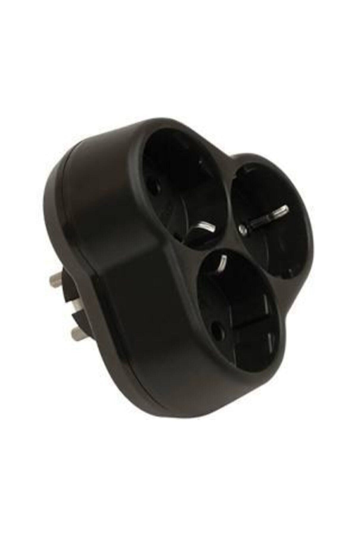 Yonca Topraklı Üçlü Siyah Fiş Priz 02822