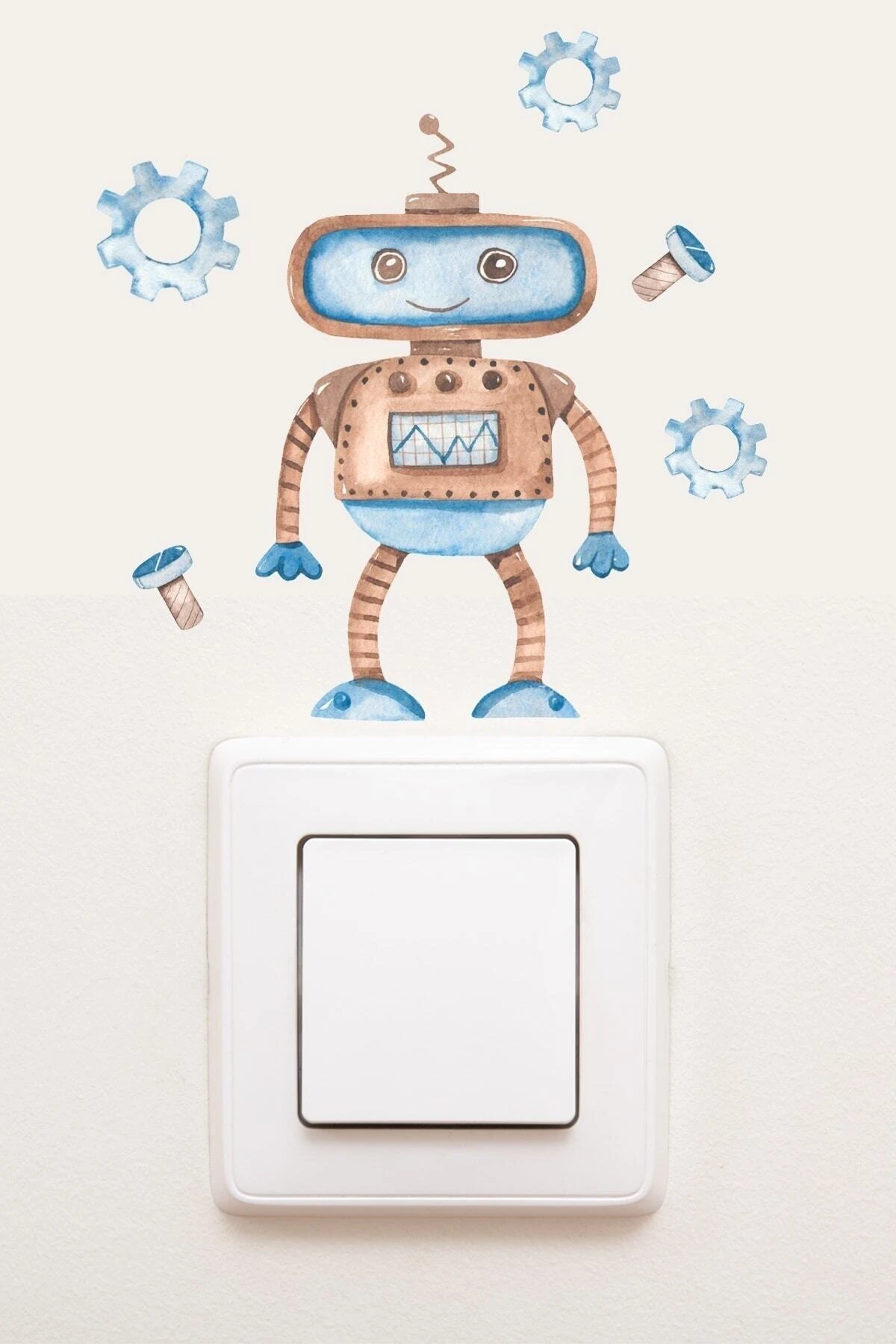 Priz Sevimli Robot Çocuk Odası Dekoratif Priz Sticker