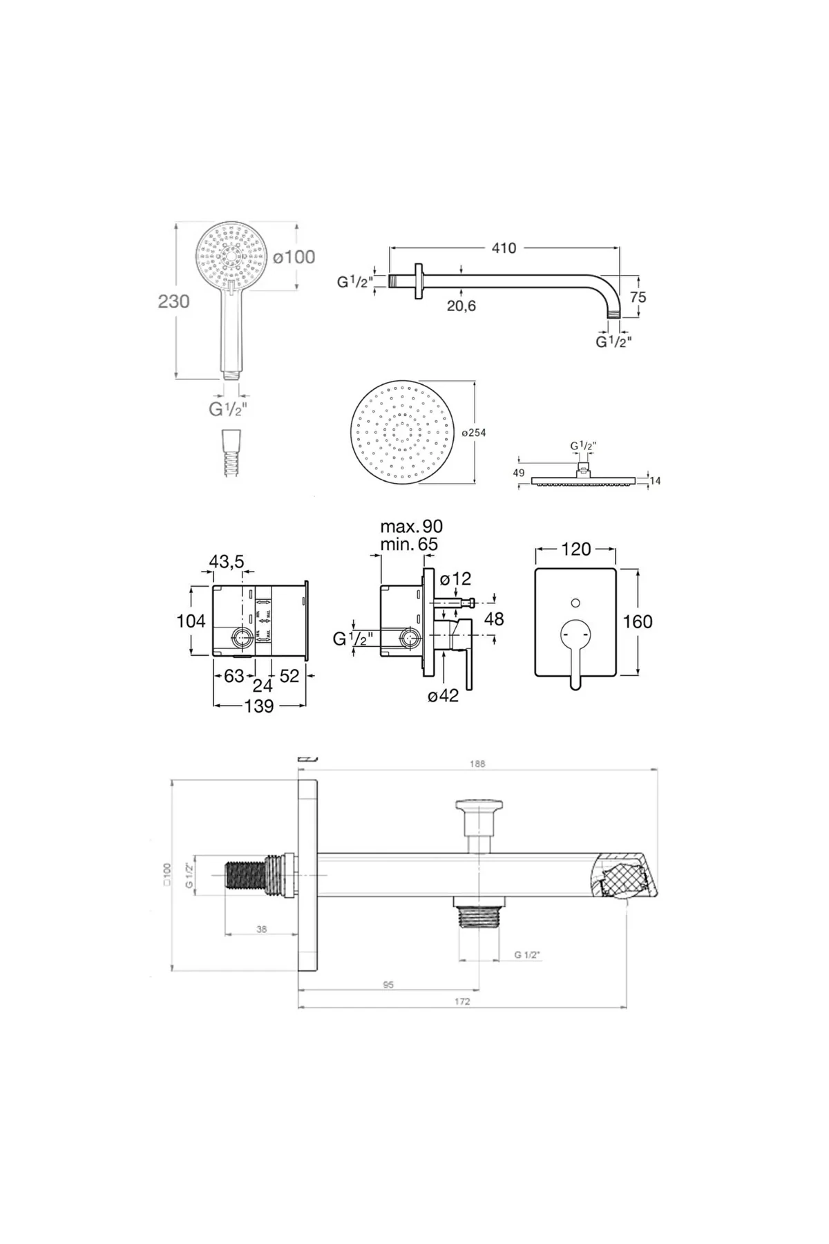 Banyo Seti, Carelia, 5Li, Ankastre, Mat Siyah, A5D358ANBK