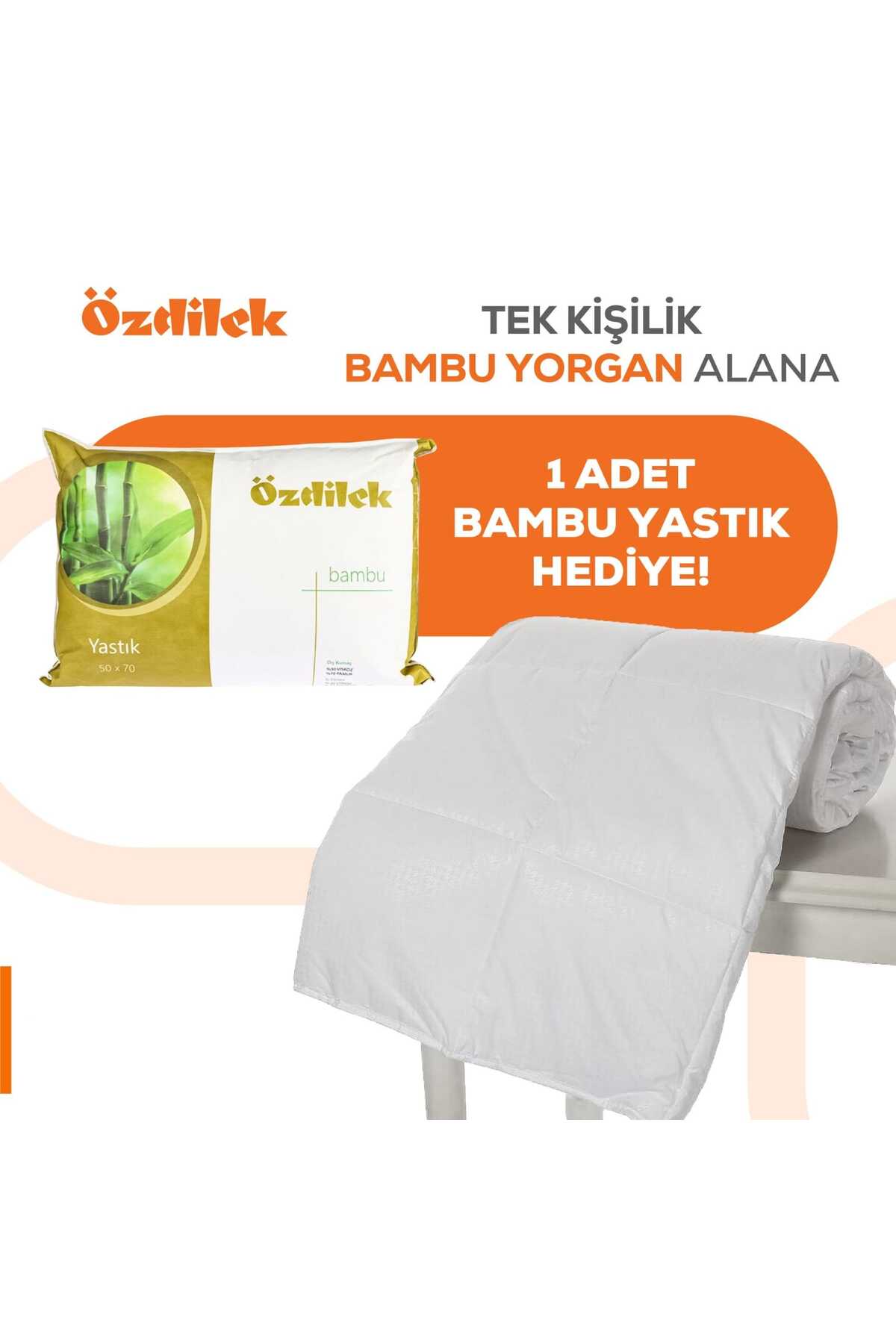 Tek Kişilik Bambu Yorgan 1 Adet Bambu Yastık Hediyeli