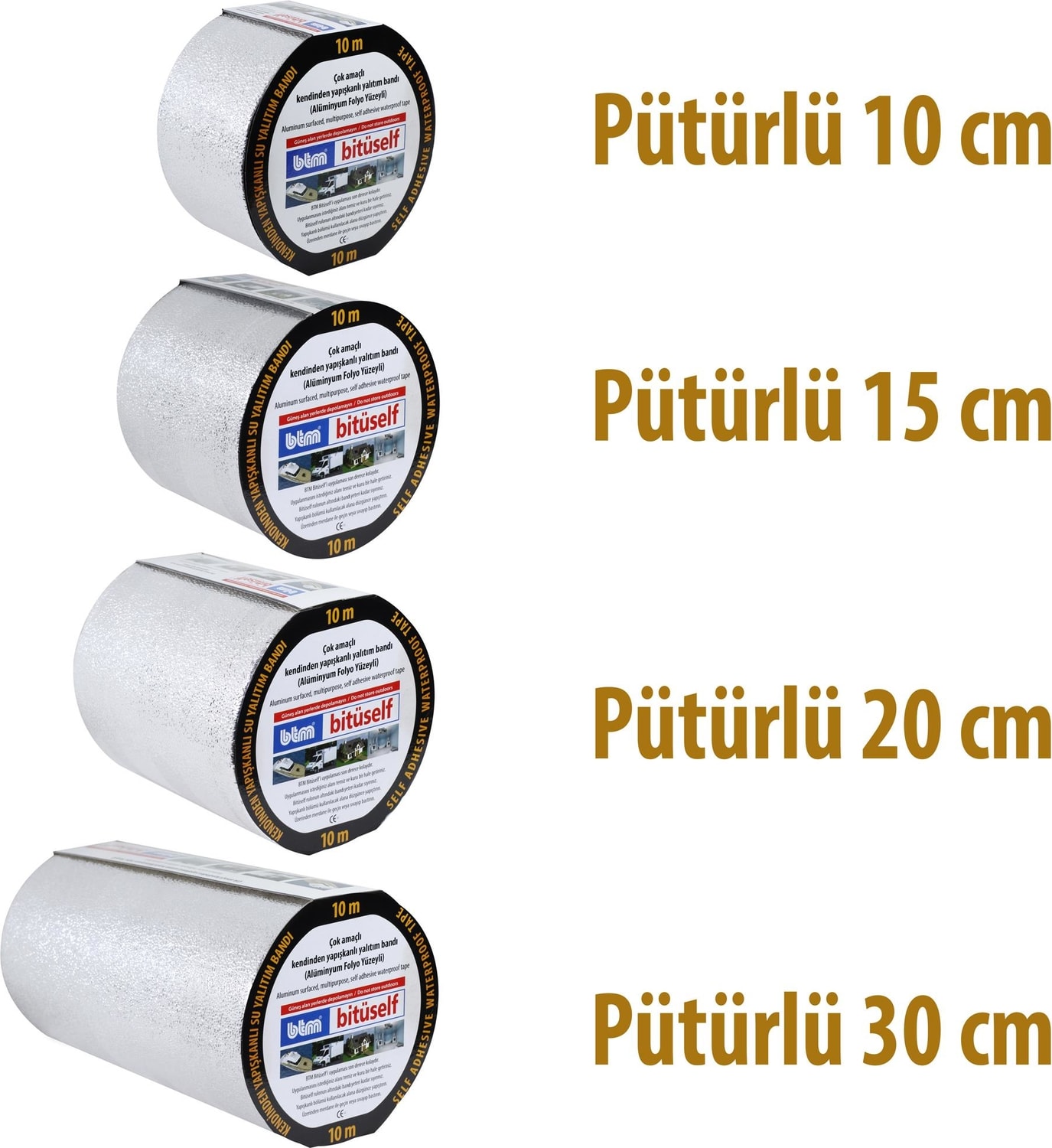 OZKUVVET Folyolu Oto Ses Su Yalıtım Bantı Bandı 10-15-20-30-60 cm Pütürlü Model-20 cm