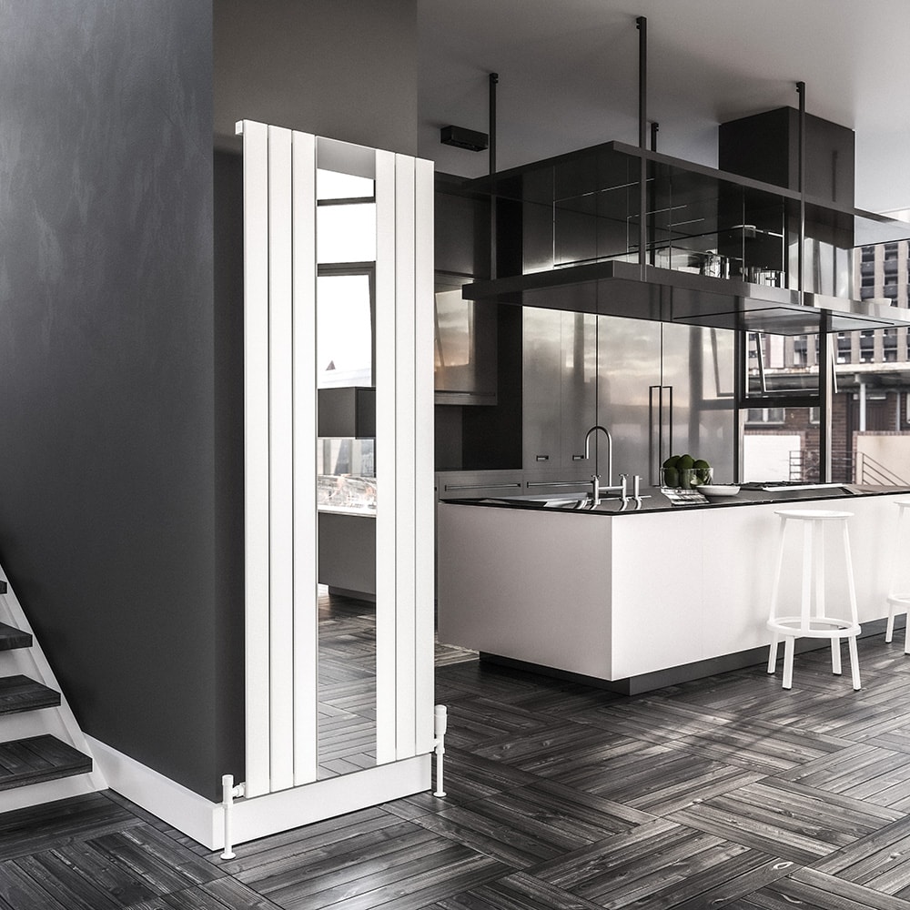 Royal Mirror Aynalı Alüminyum Dekoratif Radyatör 1800x792 mm | 8 Dilim | 1435W | Ral 9016 Dokulu Beyaz