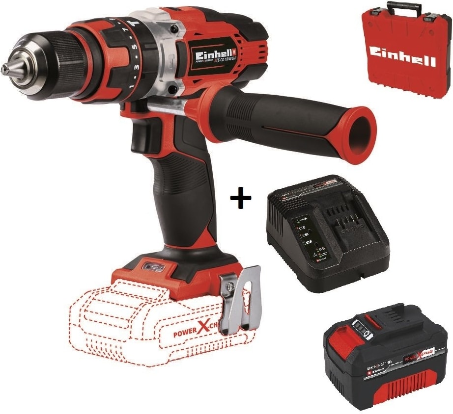 EİNHELL Te-Cd 18/48 Li-I Darbeli Matkap + 4.0 Ah Starter Kit + Çanta