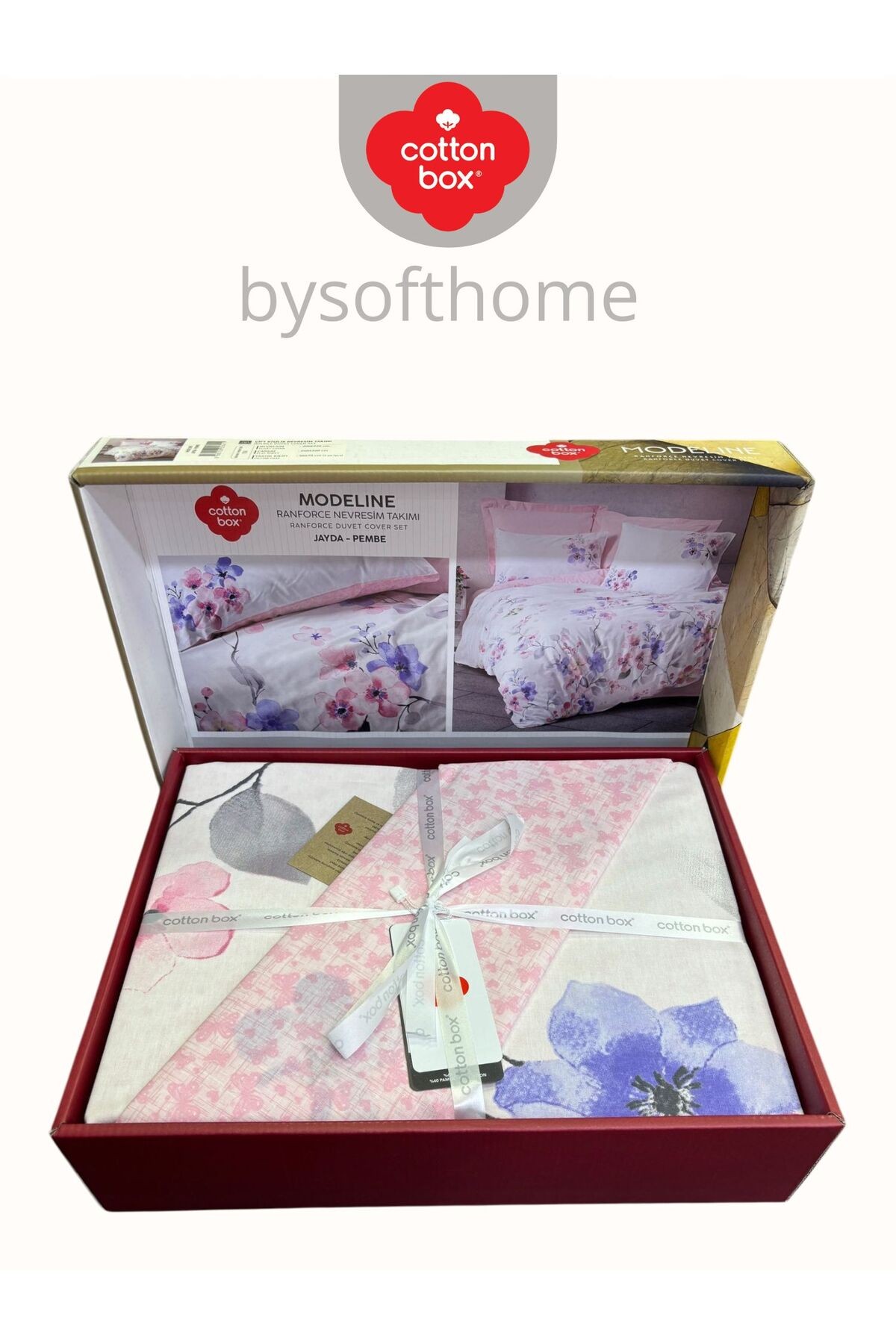Jayda pembe Modeline Ranforce Çift Kişilik Nevresim Takımı %100 Pamuk