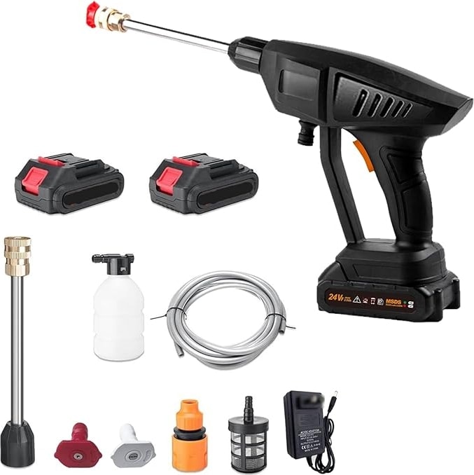 Basınçlı Yıkama Makinesi, 120PSI Taşınabilir Basınçlı Temizleyici Pil ve Şarj Cihazı ile Elde Taşınabilir 24V 7500MAHŞARJ Edilebilir Pil Elektrikli Basınçlı Yıkama Makinesi, Arabaları Yıkamak,