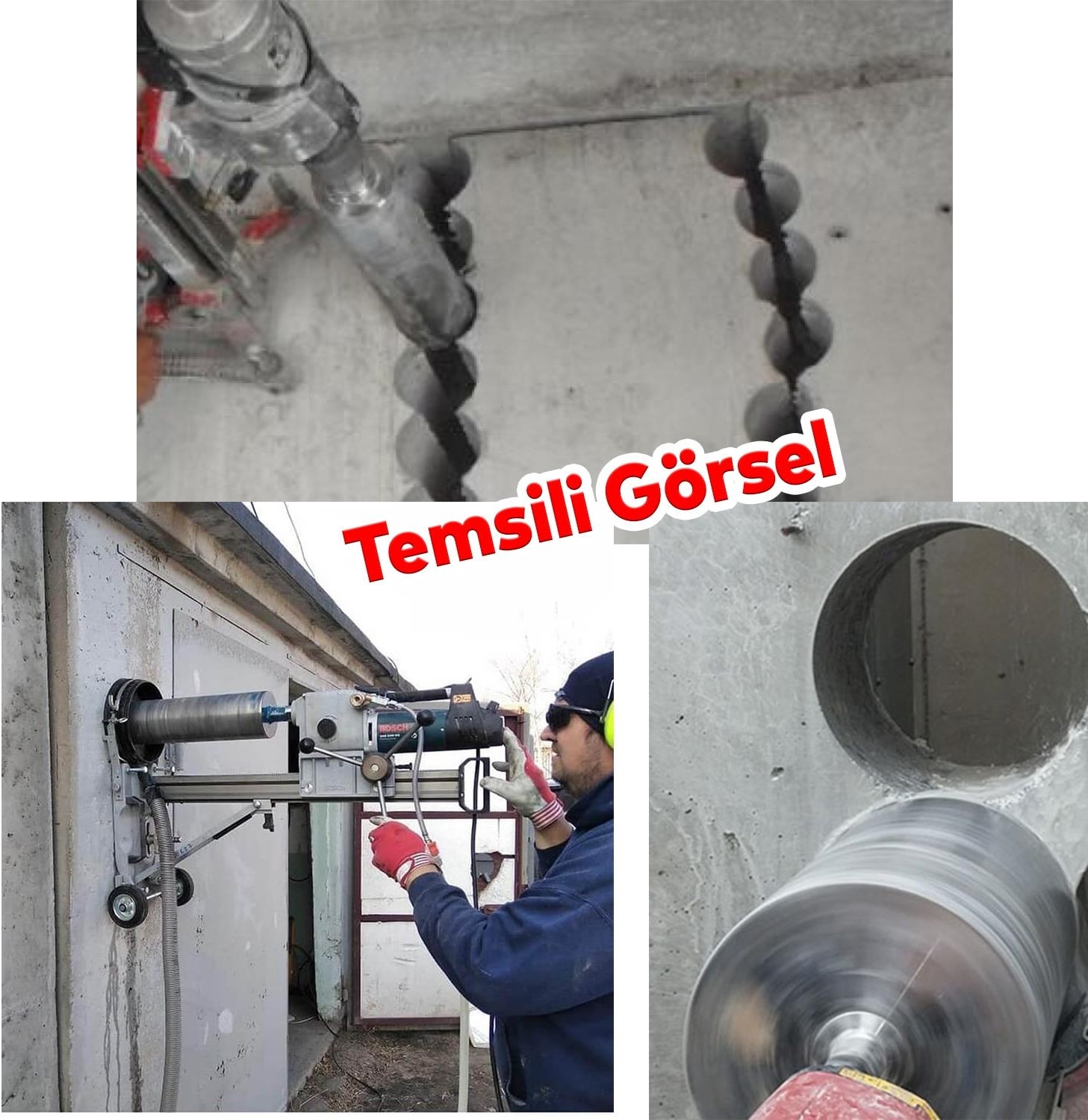 Elmas Karot Ucu 76 mm Shun Beton Zemin Duvar Delme Delik Açma Panç Aparat Uç Deprem Numune Al Test