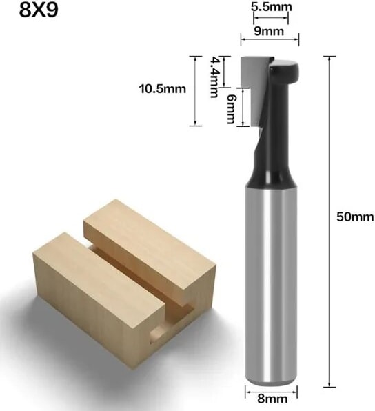 8mm Shank No1 6MM/6.35MM/8MM Shank T-Yuvası Anahtar Deliği Kesici Ahşap Yönlendirici Bit Karbür Kesici Ahşap Altıgen Cıvata T-Track Planya Freze Kesici (Yurt Dışından)
