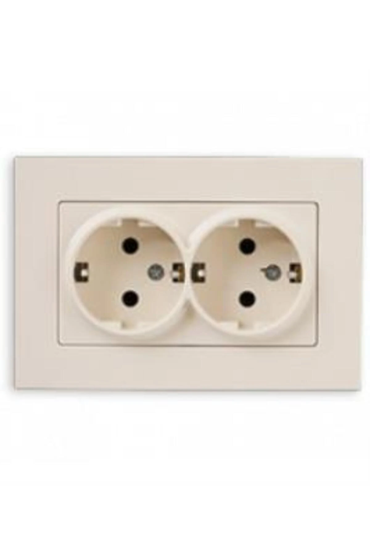 Eqona İkili Topraklı Priz, Krem Çerçeve Dahil