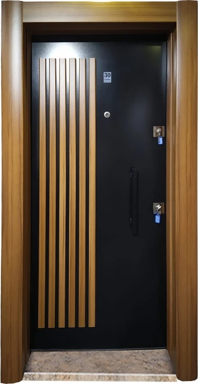 Ahşap Kaplama Kabartma Model Çelik Kapı