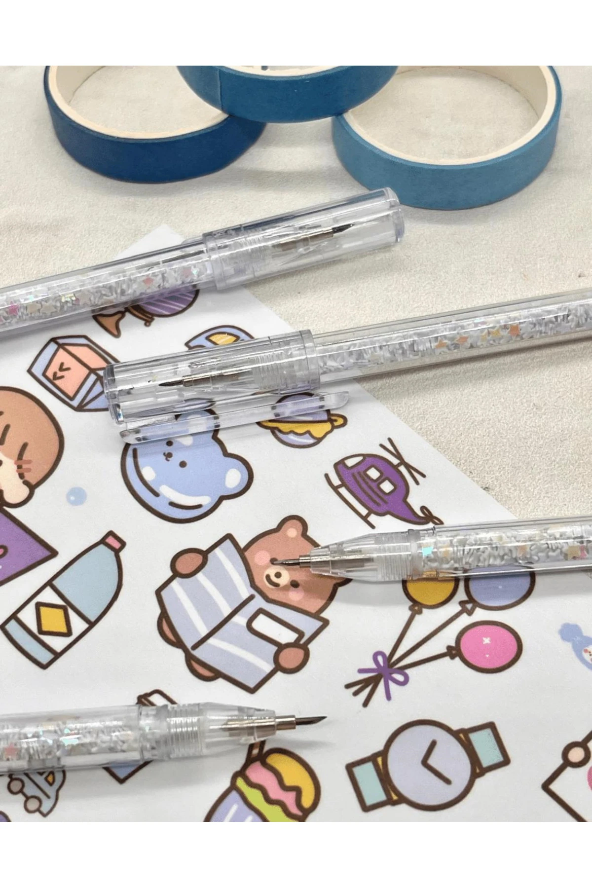 Kalem Görünümlü Beyaz Pullu Çelik Uçlu Maket Bıçağı / Sanat Bıçağı / Bullet Journal/Falçata