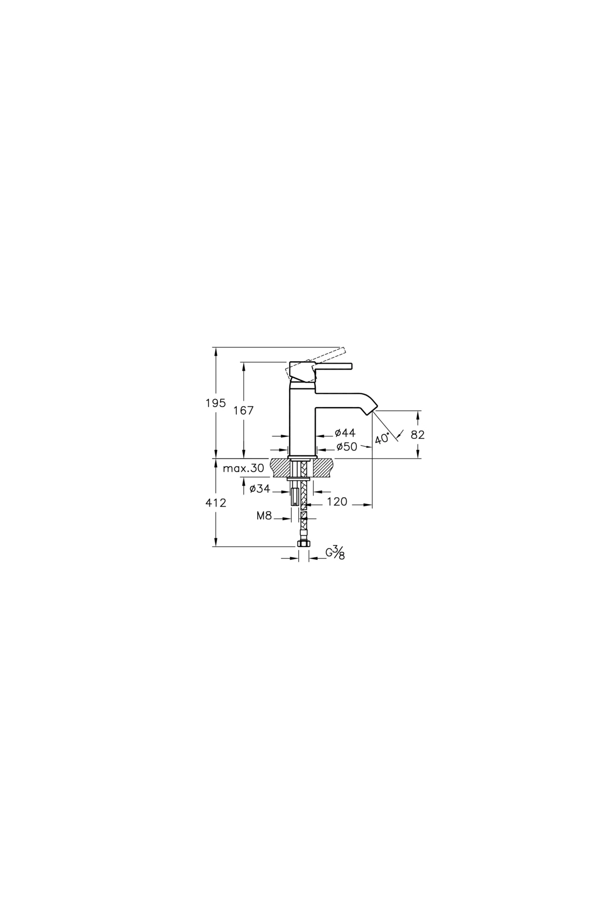 Minimax S A41984 Lavabo Bataryası, Krom