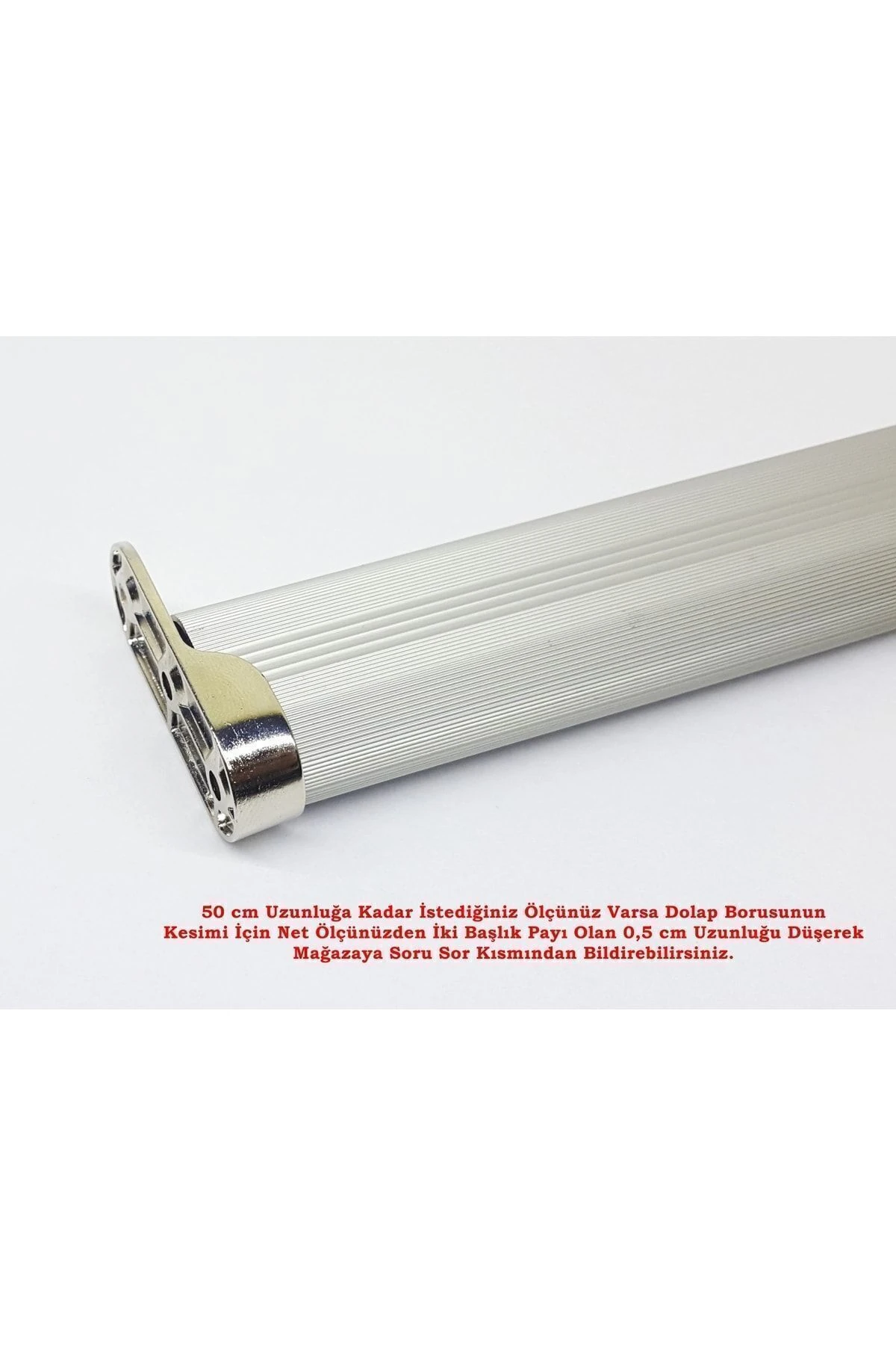 Gardırop Elbise Askı Borusu Alüminyum Dolap Borusu Oval 1 Adet 50 Cm Ve 2 Adet Boru Başlığı