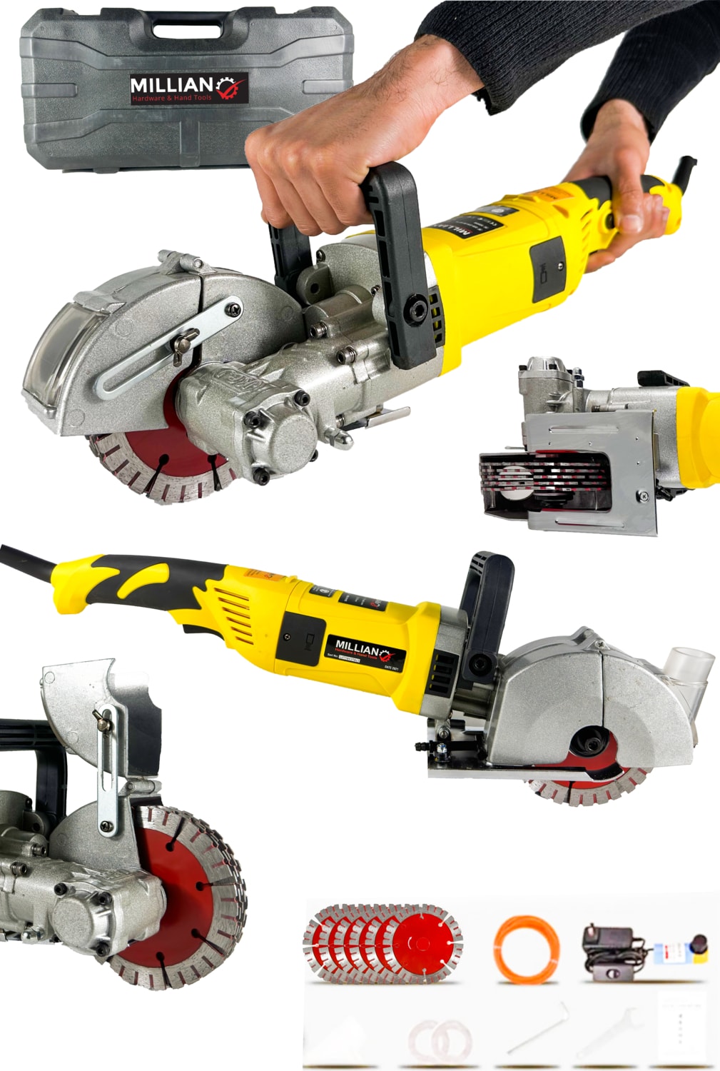 Elektrikli Duvar Oluk Makinesi Kanal Açma Kesme Yerleştirme Makinesi 40 mm 4 Kw 3200 Watt
