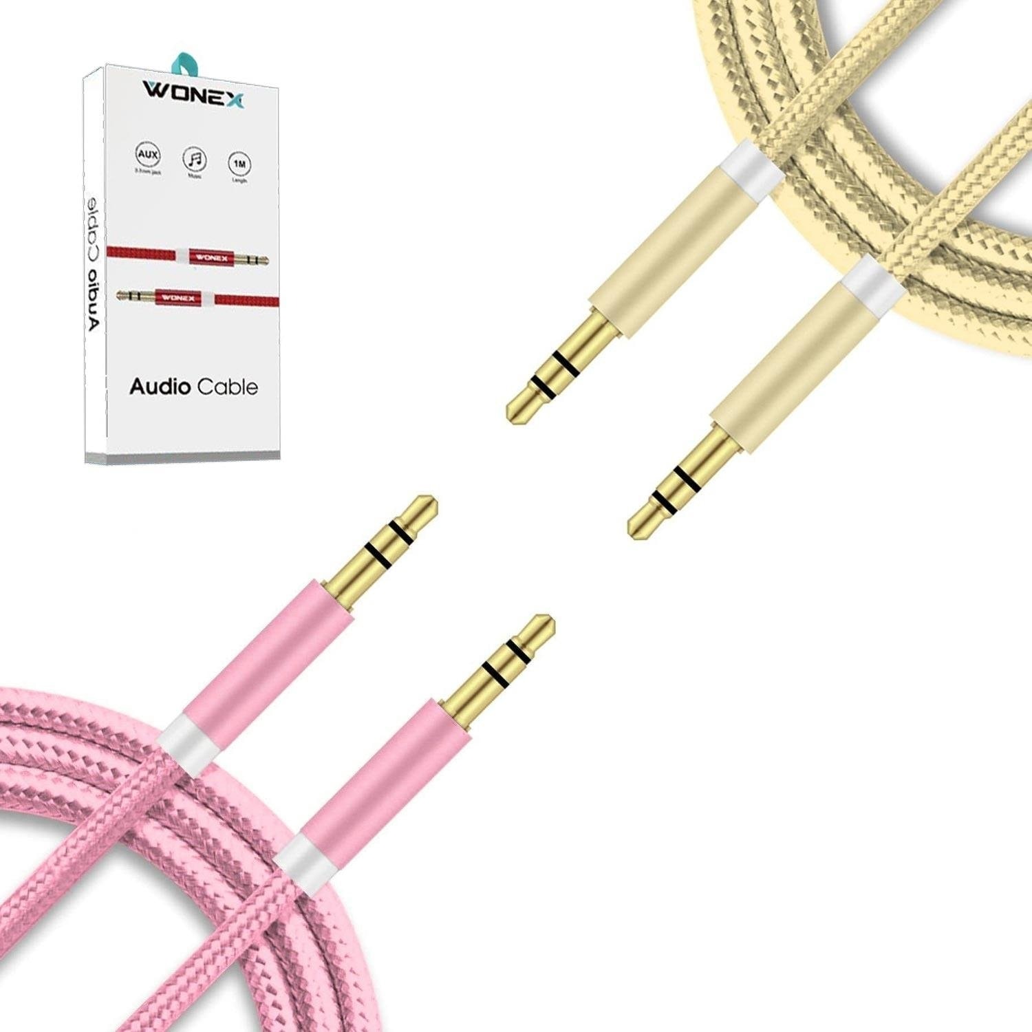 Aux Kablosu Gold 3.5 mm Örgülü 1 mt
