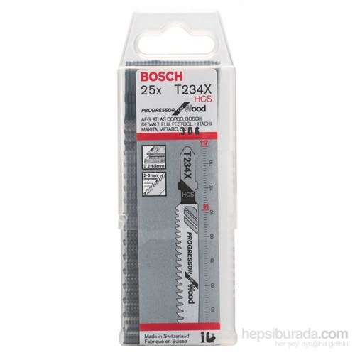 BOSCH - Kademeli Artan Dişli Serisi Ahşap İçin T 234 X Dekupaj Testeresi Bıçağı - 25'Li Paket