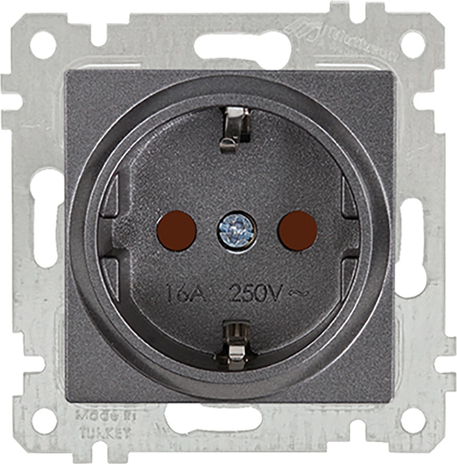 Rita Mekanizmalı Tuş Topraklı Priz Çocuk Korumalı Füme