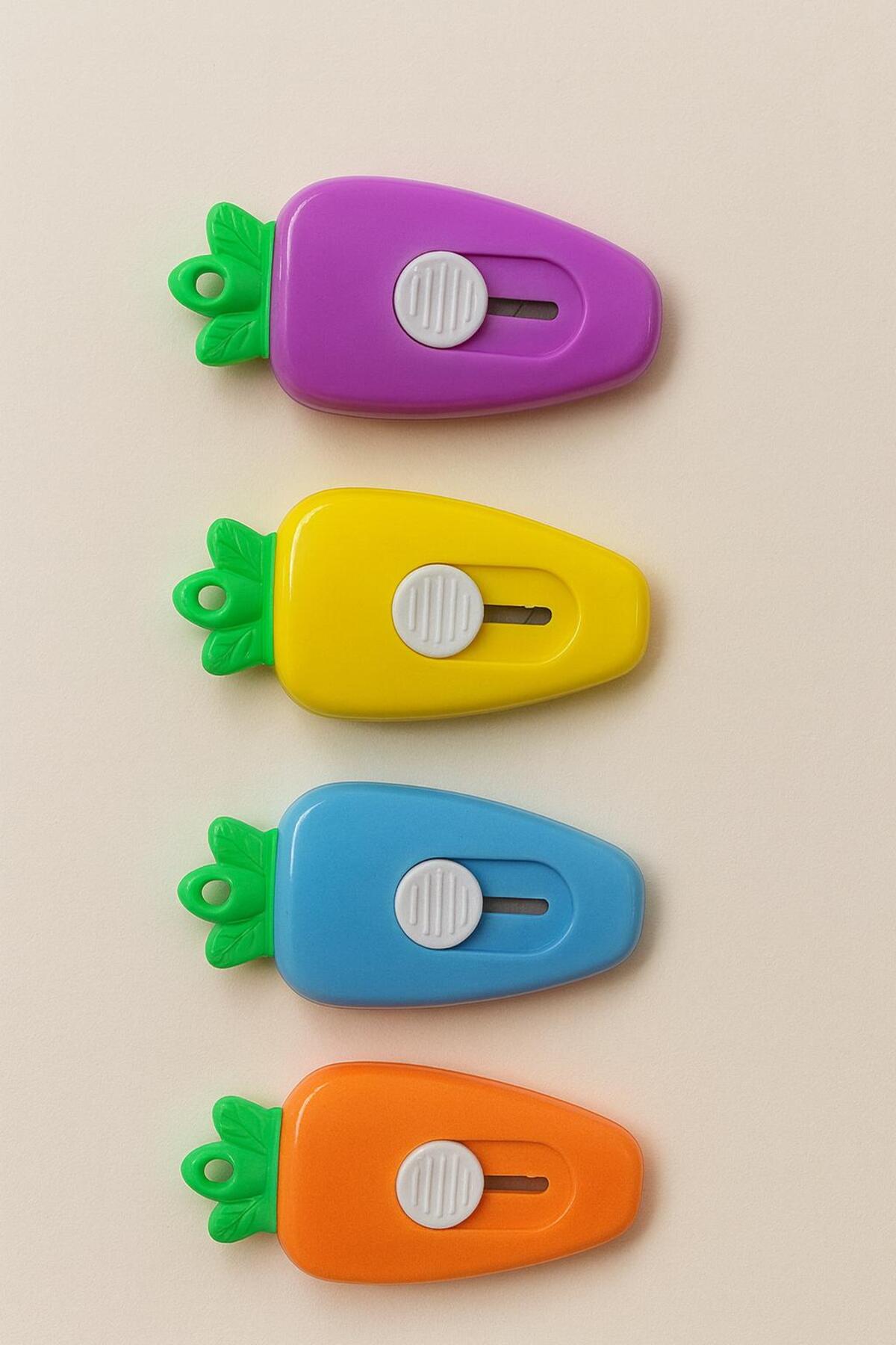 1 Adet Renkli Havuç Şekilli Mini Falçata Maket Bıçağı