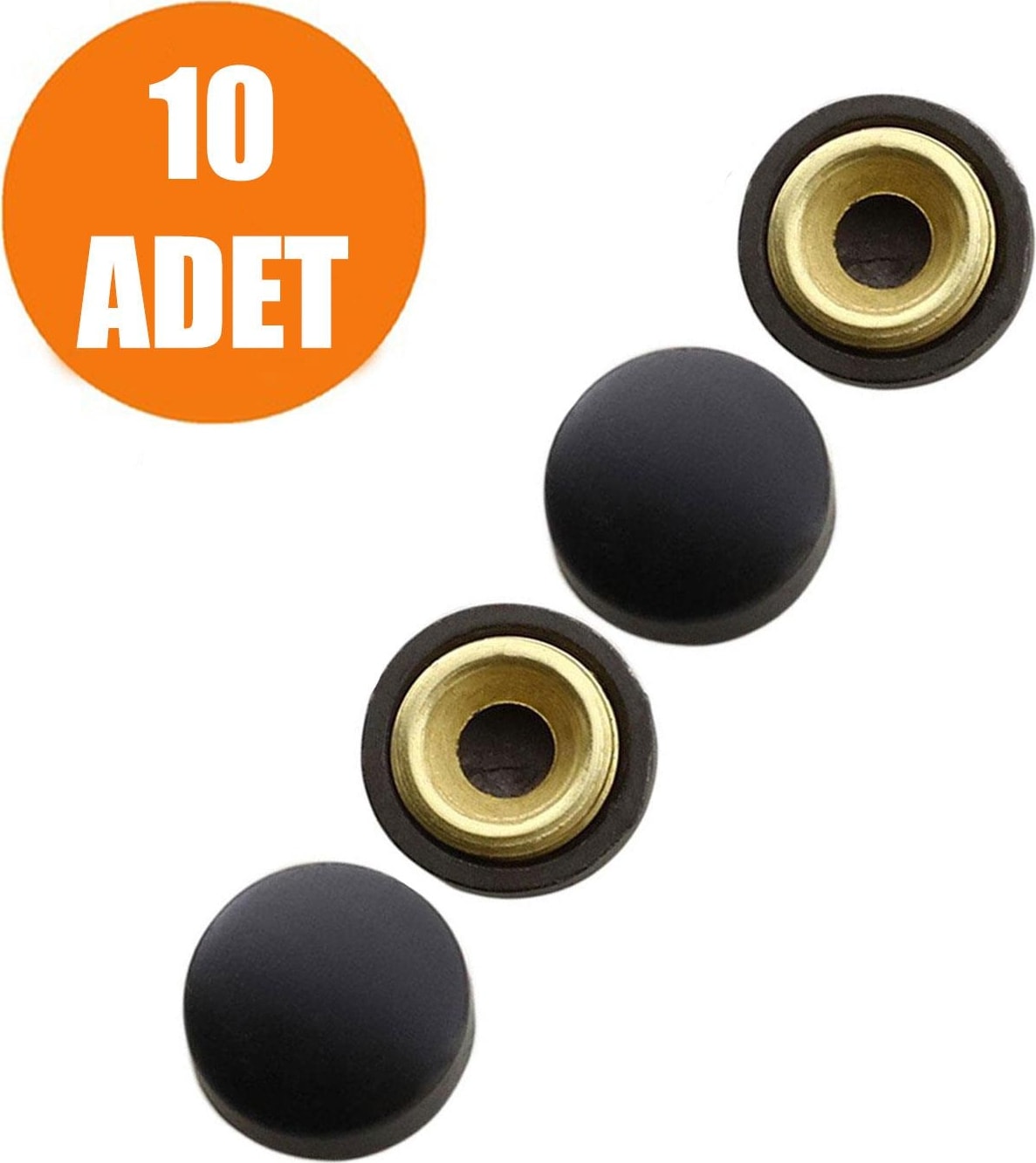 Dekoratif Vida Kapağı Kapatıcı 15 mm Mat Siyah Vida Tapası Tıpası (10 Adet)