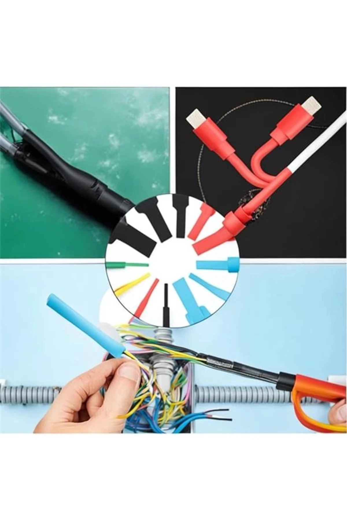 Isı ile Daralan Makaron 560 Parça Karışık Renk 2:1 Daralma Oranı Elektriksel İzolasyon ve