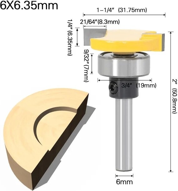 6X6.35MM 6mm Sap 1/4 Sap Kolu Kemer Rulman T Kesici Planya Bıçağı Freze Ucu Marangoz Çentik Bıçağı (Yurt Dışından)