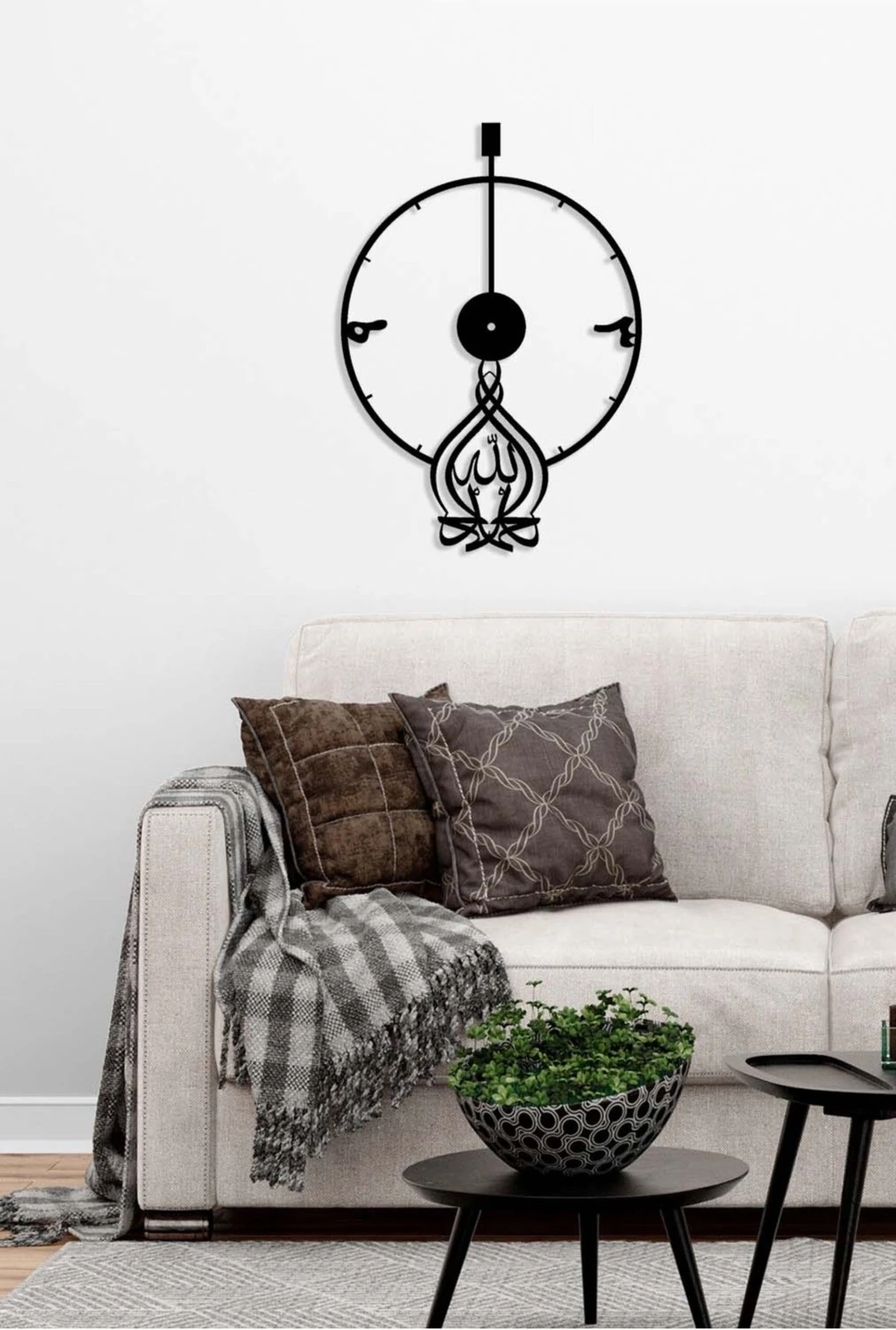 -Elhamdülillah Islami Metal Tablo - Islami Ev Dekorasyonu - Dini Duvar Tabloları - 57 X 40 - Cm - Sıyah-Islm-002