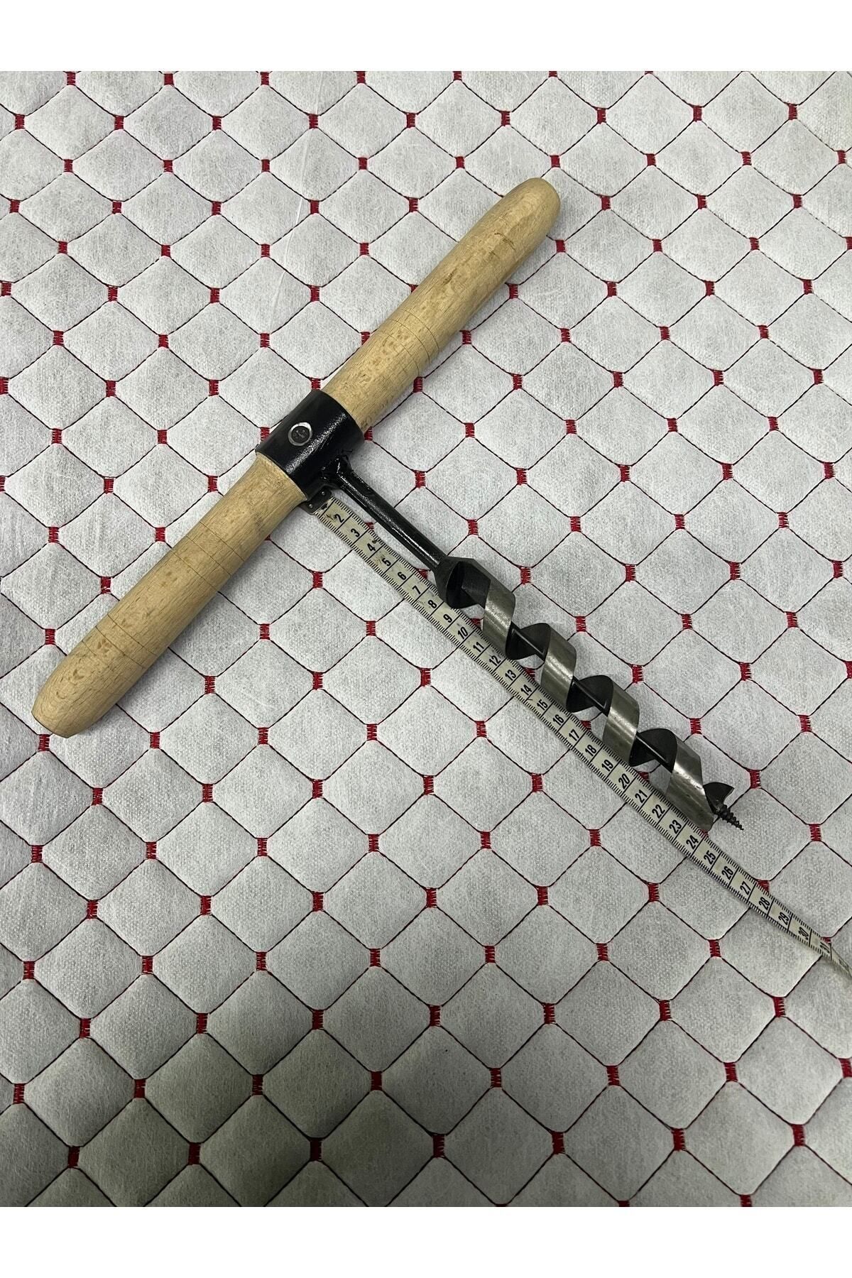 El Burgusu Ahşap Saplı El Matkabı Kamp Ekipmanı 24mm