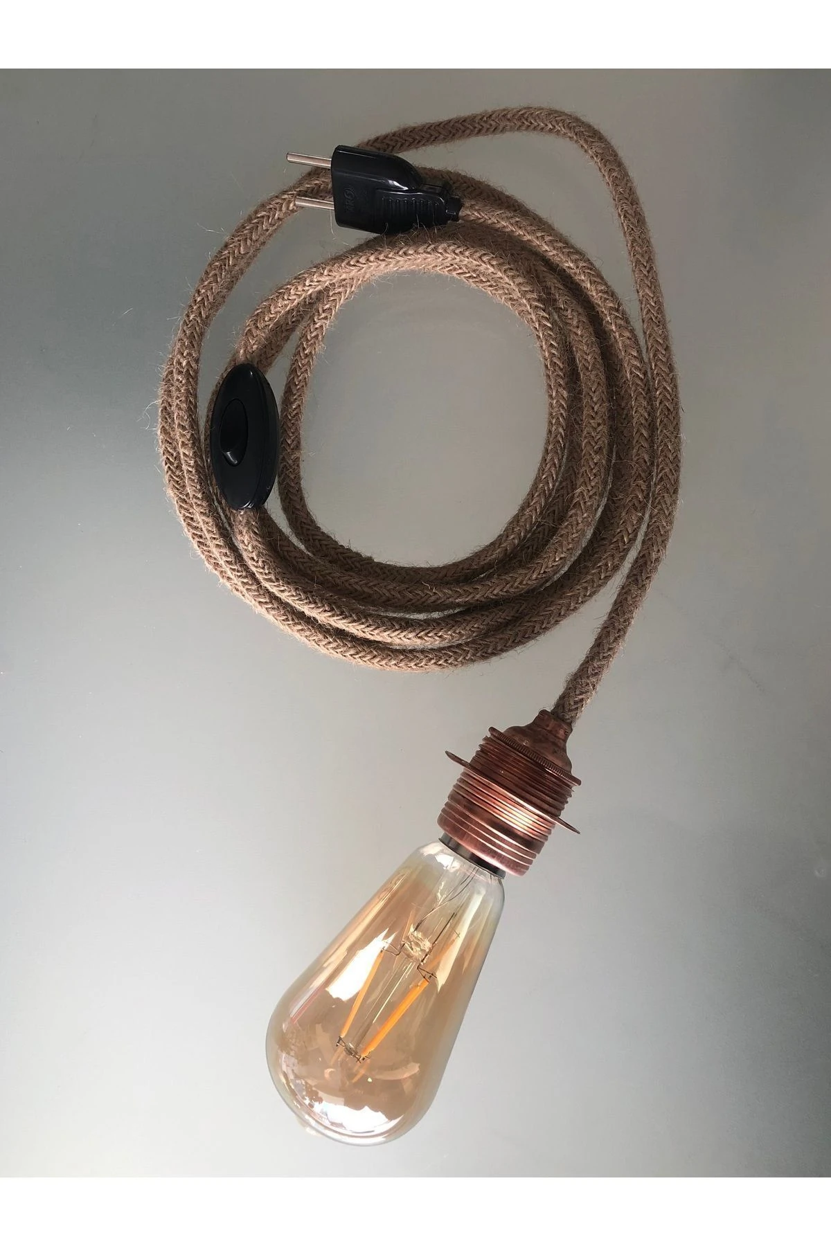 Jüt Halat Sarkıt Avize Anahtarlı Duy 5 Mt Bakır Rengi (Ampul dalil değildir)