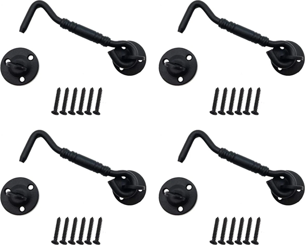 4x Ahır Kapı Kilidi, Montaj Vidaları ile 4 Inç Paslanmaz Çelik Kapı Kancası ve Göz Mandalı, Sürgülü Kapı Için Kapı Kilit Mandalı (Yurt Dışından)