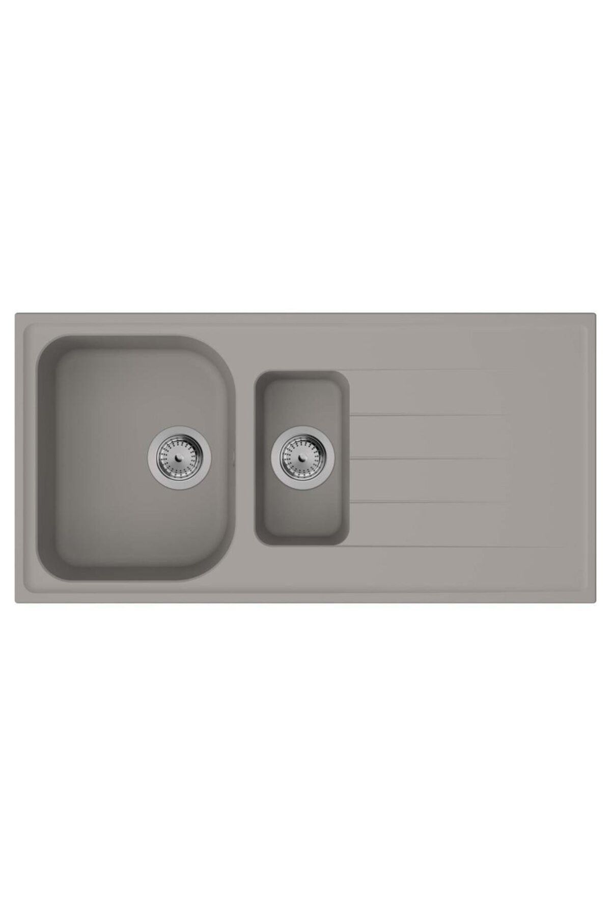 S520-F525 Ankastre Granit Eviye 980/480 otomatik gider seti ile Beton Grisi