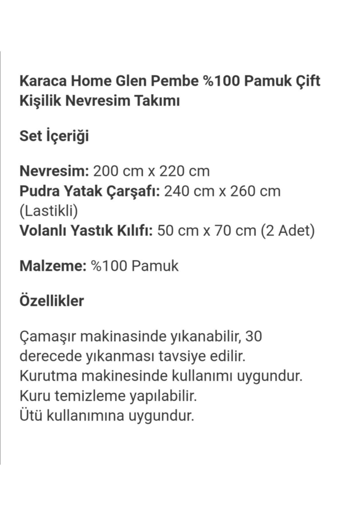Glen Pembe Çift Kişilik Nevresim Takımı
