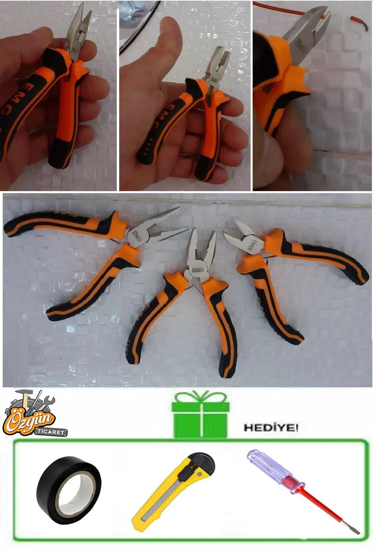 Mini Elektronikçi Yankeski Pense Kargaburun Seti 3 Parça ve Hediyeleri