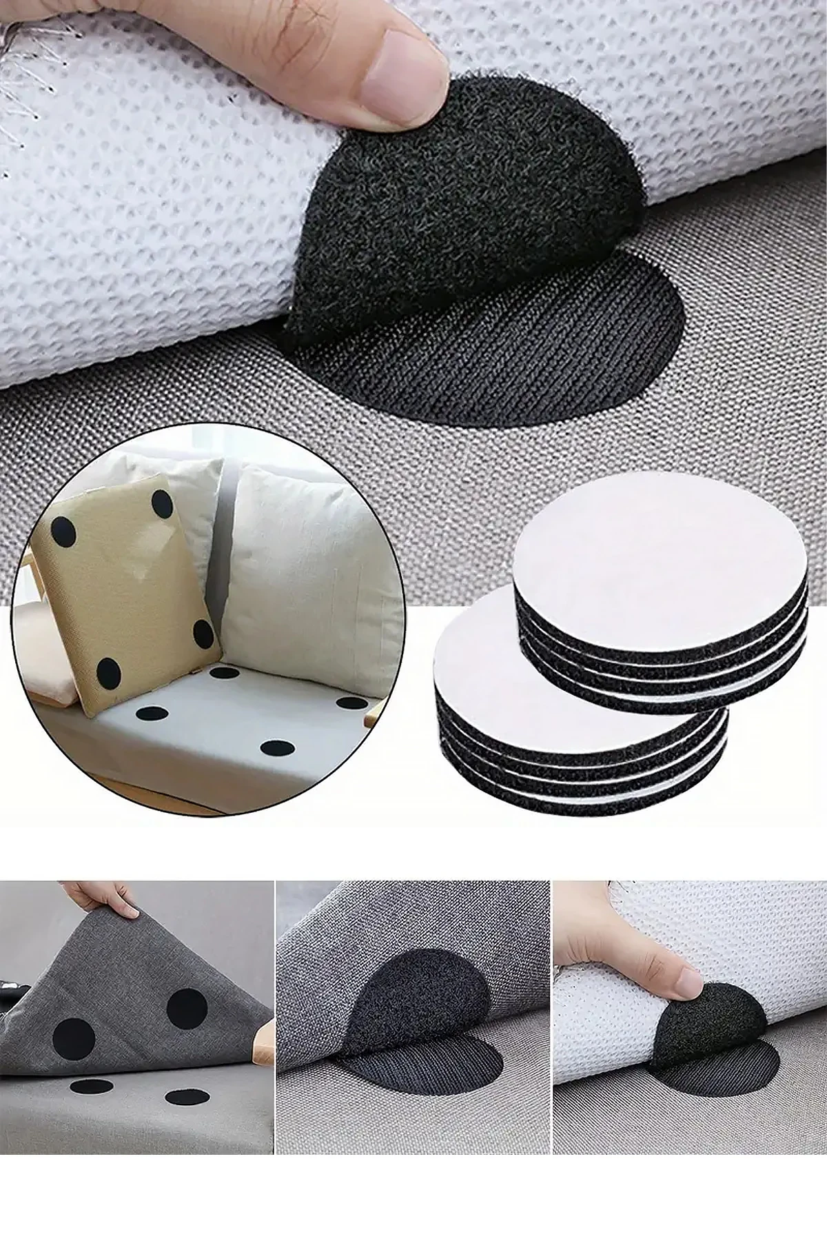 10lu Halı Kilim Koltuk Örtüsü Sabitleyici Kaydırmaz Cırt Yıkanabilir Kendinden Yapışkanlı Cırtlı Ped