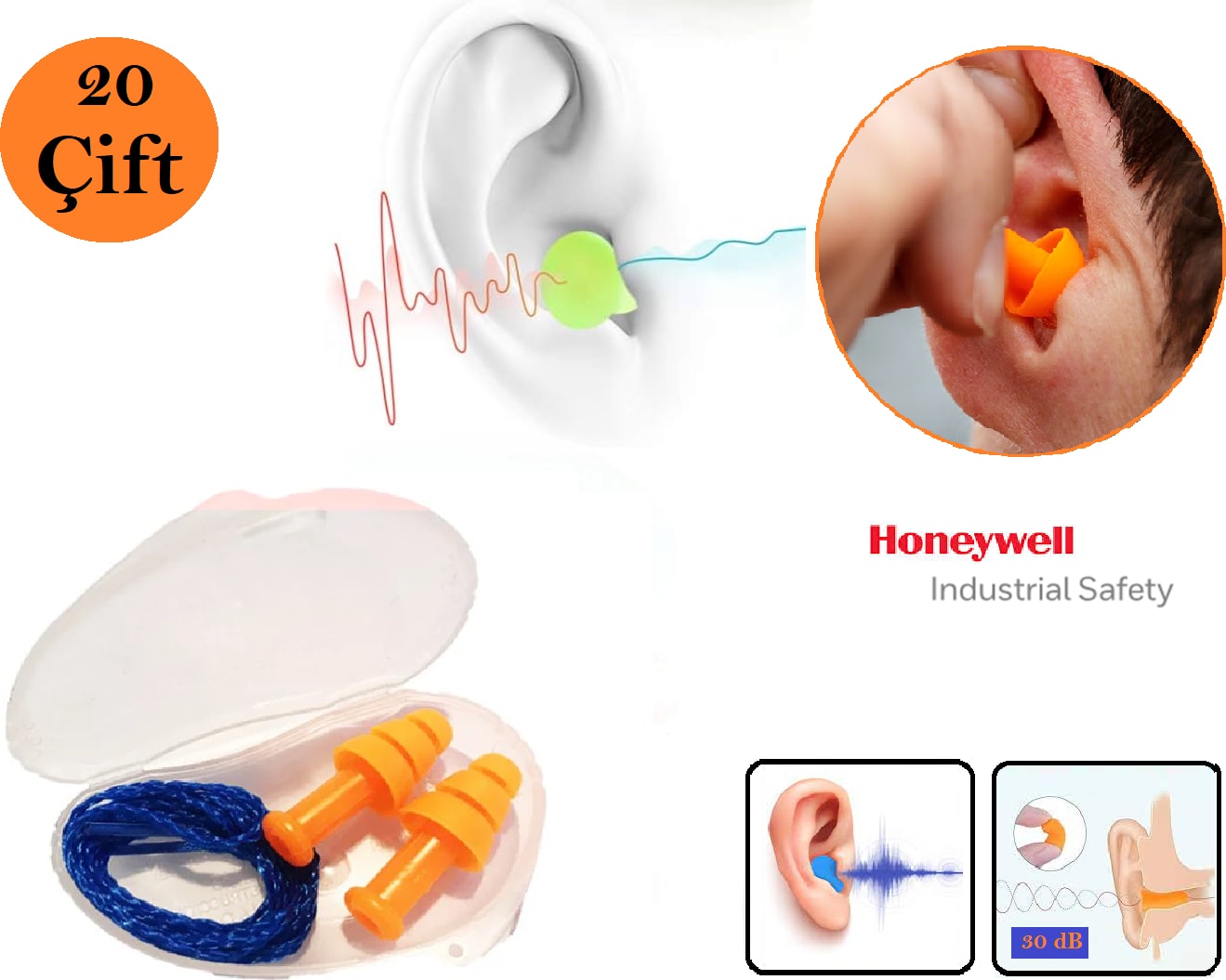 Smarfit Gürültü Ses Önleyici Kulak Tıkayıcı Ipli 30 Db 20 Çift