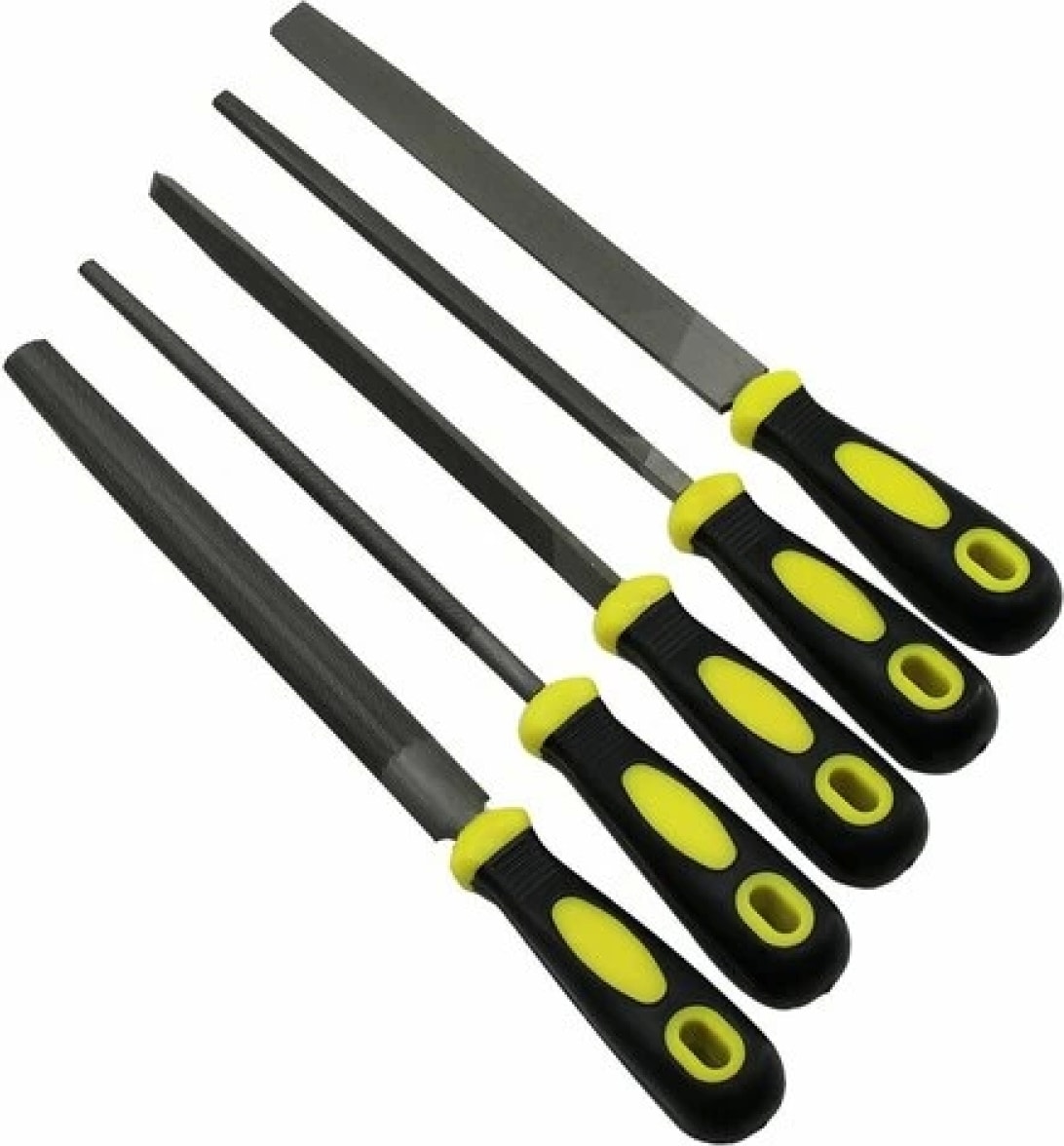 5 Parça 8&amp;apos;&amp;apos; Çelik Eğe Seti Balık Sırtı - Üçgen - Kare - Yuvarlak - Düz Geniş (4887)