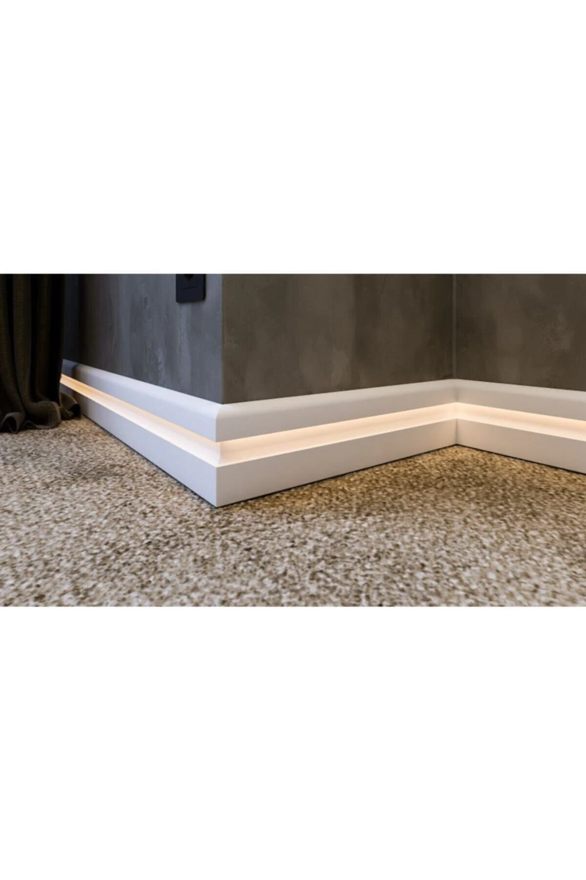 Yalı Serisi Lake Beyaz Led Kanallı Model Ledli 12cm Pvc Süpürgelik