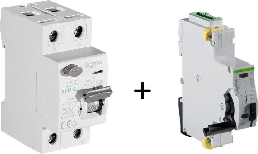 Elektrik SCRC03 Otomatik Yeniden Kurma Ünitesi + 2X40 300MA Kaçak Akım Rölesi